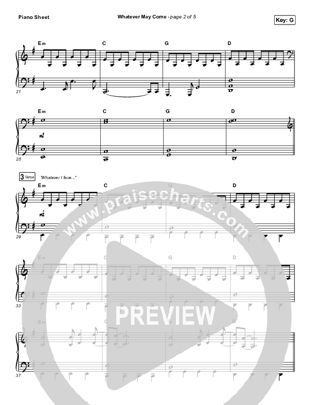 Whatever May Come Piano Sheet (Jeremy Camp / Adrienne Camp)