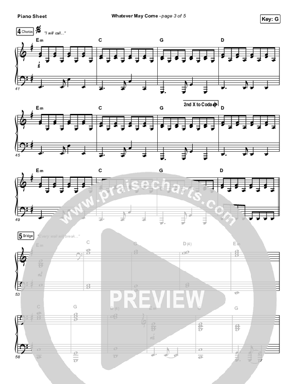 Whatever May Come Piano Sheet (Jeremy Camp / Adrienne Camp)