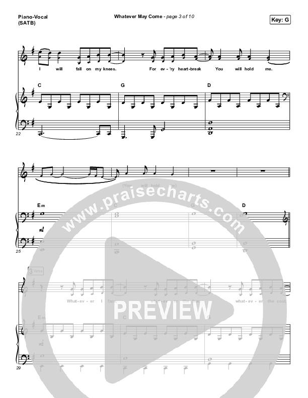 Whatever May Come Piano/Vocal (SATB) (Jeremy Camp / Adrienne Camp)