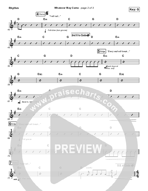 Whatever May Come Rhythm Chart (Jeremy Camp / Adrienne Camp)