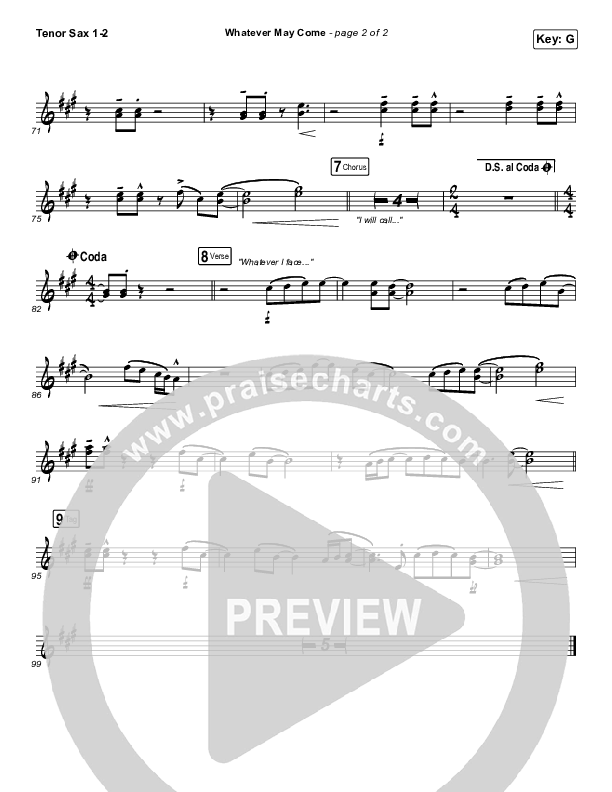 Whatever May Come Tenor Sax 1/2 (Jeremy Camp / Adrienne Camp)