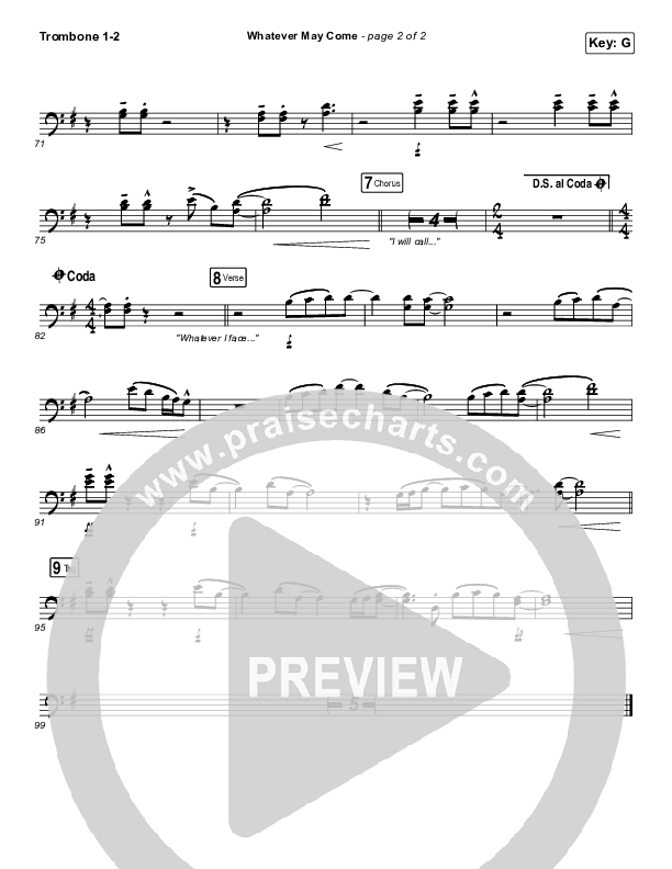 Whatever May Come Trombone 1/2 (Jeremy Camp / Adrienne Camp)