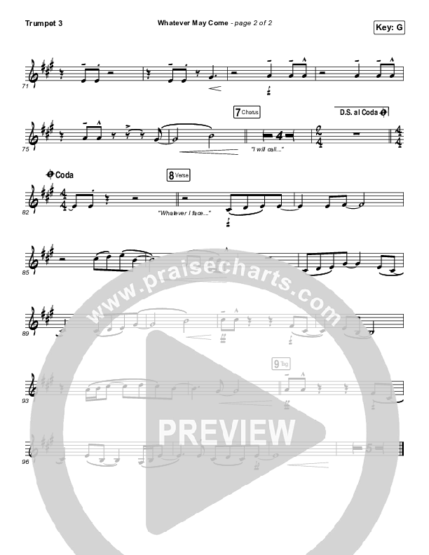 Whatever May Come Trumpet 3 (Jeremy Camp / Adrienne Camp)