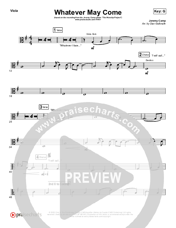 Whatever May Come Viola (Jeremy Camp / Adrienne Camp)