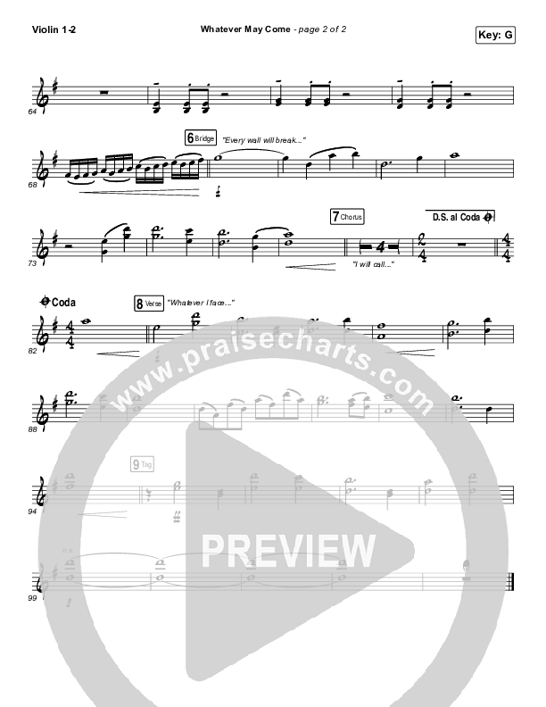 Whatever May Come Violin 1/2 (Jeremy Camp / Adrienne Camp)