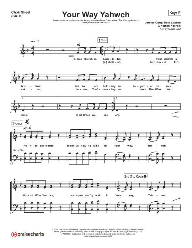 Your Way Yahweh Choir Vocals (SATB) (Jeremy Camp / Adrienne Camp)