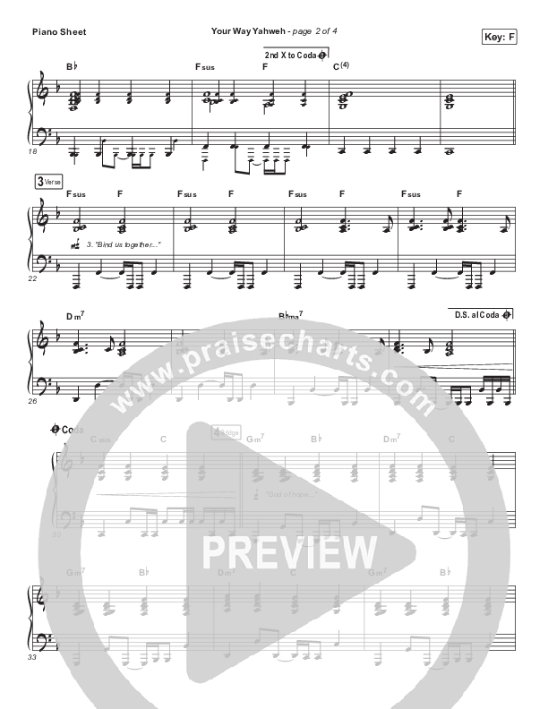 Your Way Yahweh Piano Sheet (Jeremy Camp / Adrienne Camp)