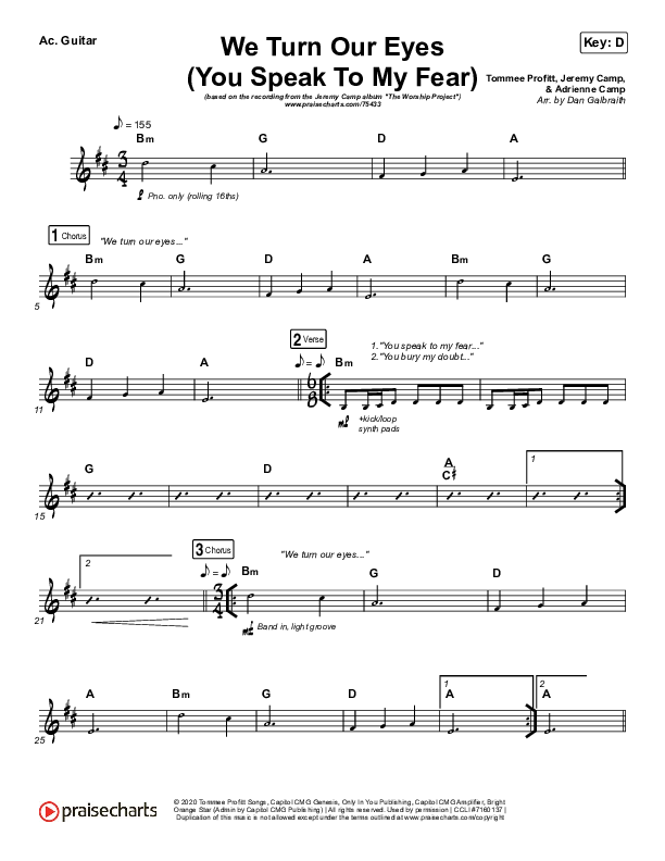 We Turn Our Eyes Acoustic Guitar (Jeremy Camp / Adrienne Camp)