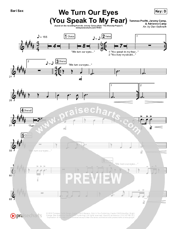We Turn Our Eyes Bari Sax (Jeremy Camp / Adrienne Camp)