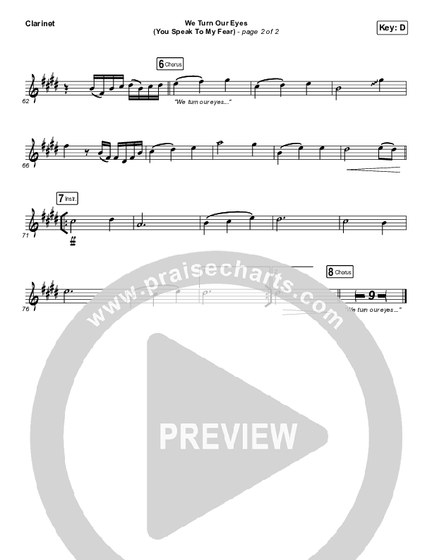 We Turn Our Eyes Clarinet (Jeremy Camp / Adrienne Camp)