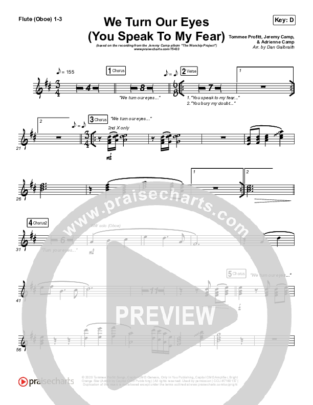 We Turn Our Eyes Flute/Oboe 1/2/3 (Jeremy Camp / Adrienne Camp)