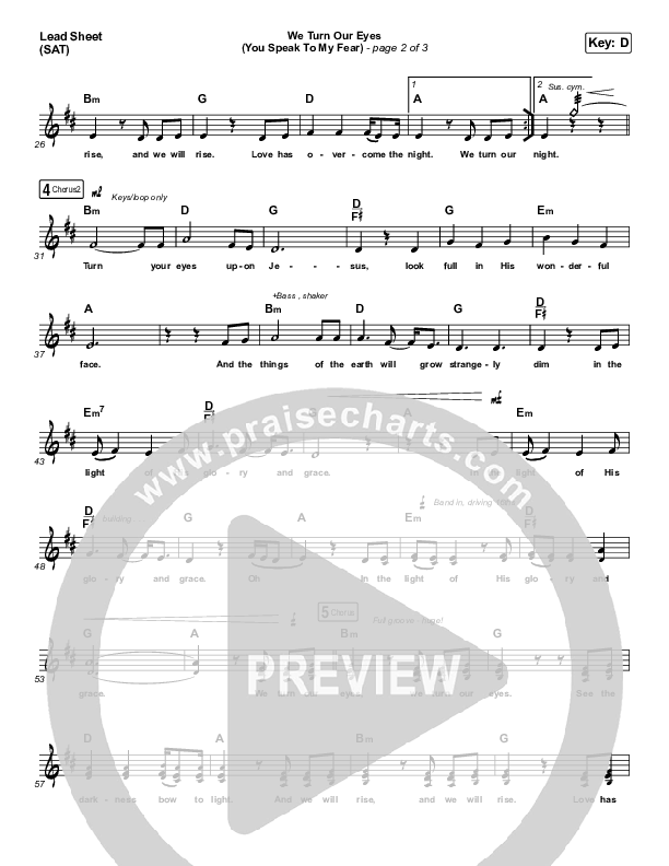 We Turn Our Eyes Lead Sheet (SAT) (Jeremy Camp / Adrienne Camp)