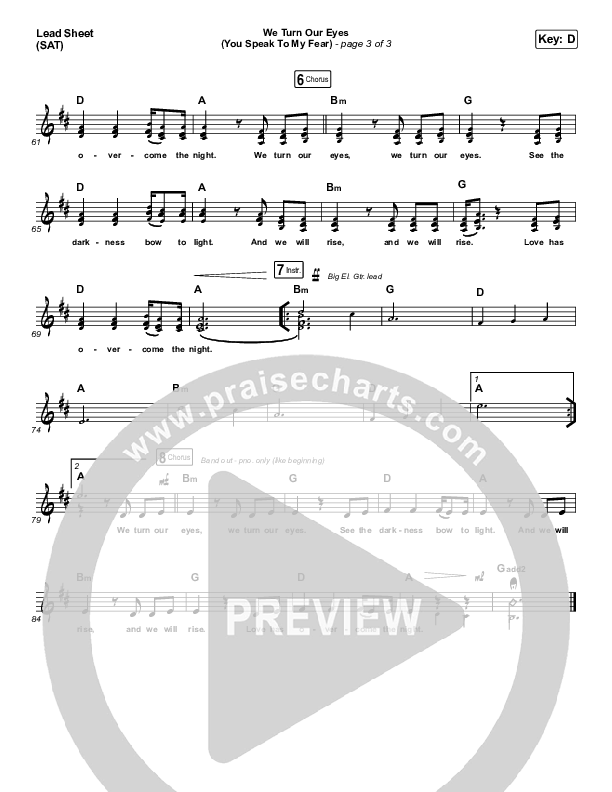 We Turn Our Eyes Lead Sheet (SAT) (Jeremy Camp / Adrienne Camp)