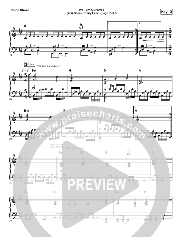 We Turn Our Eyes Piano Sheet (Jeremy Camp / Adrienne Camp)