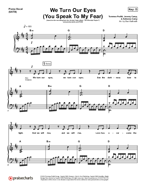 We Turn Our Eyes Piano/Vocal (SATB) (Jeremy Camp / Adrienne Camp)
