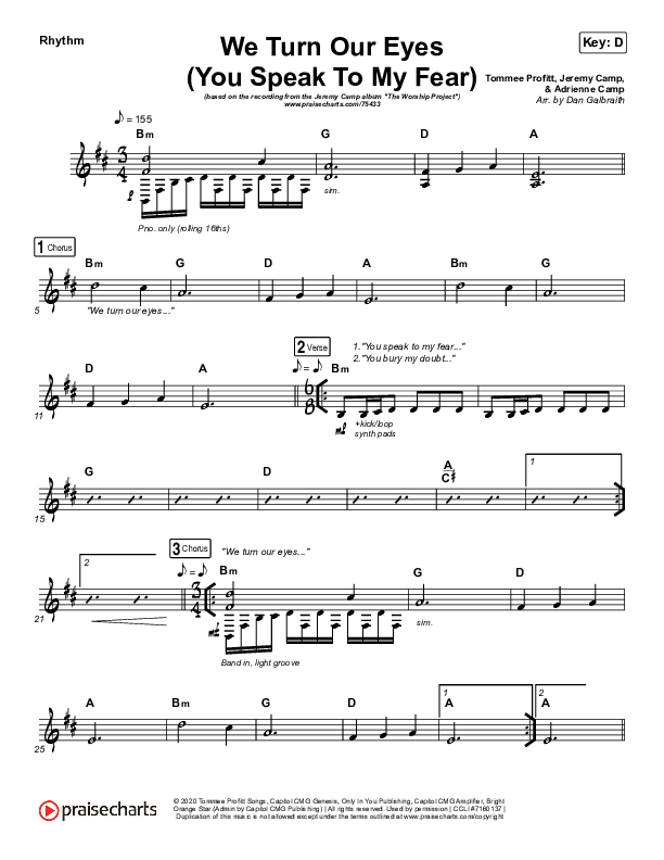 We Turn Our Eyes Rhythm Chart (Jeremy Camp / Adrienne Camp)