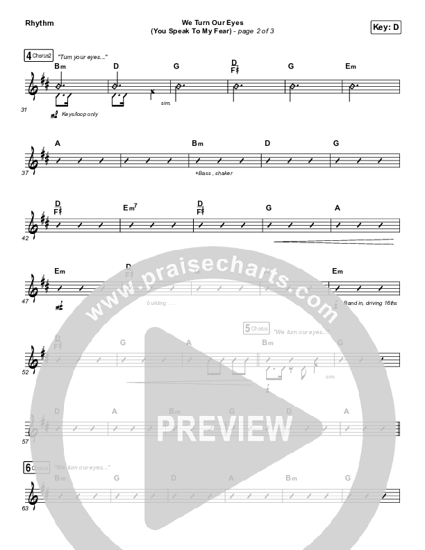 We Turn Our Eyes Rhythm Chart (Jeremy Camp / Adrienne Camp)