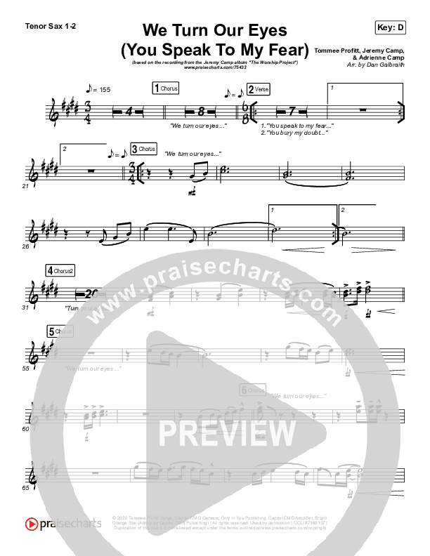 We Turn Our Eyes Tenor Sax 1/2 (Jeremy Camp / Adrienne Camp)