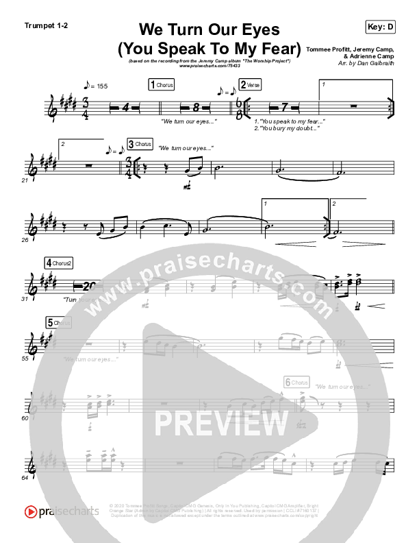 We Turn Our Eyes Brass Pack (Jeremy Camp / Adrienne Camp)