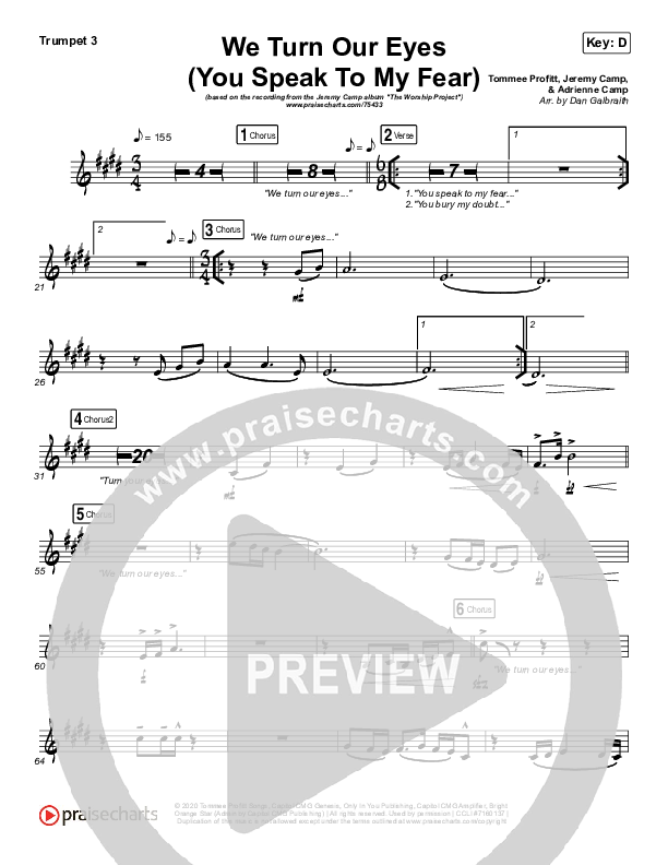 We Turn Our Eyes Trumpet 3 (Jeremy Camp / Adrienne Camp)