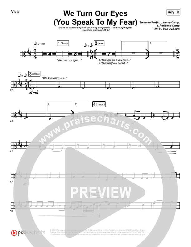 We Turn Our Eyes Viola (Jeremy Camp / Adrienne Camp)