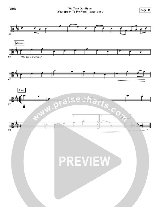 We Turn Our Eyes Viola (Jeremy Camp / Adrienne Camp)