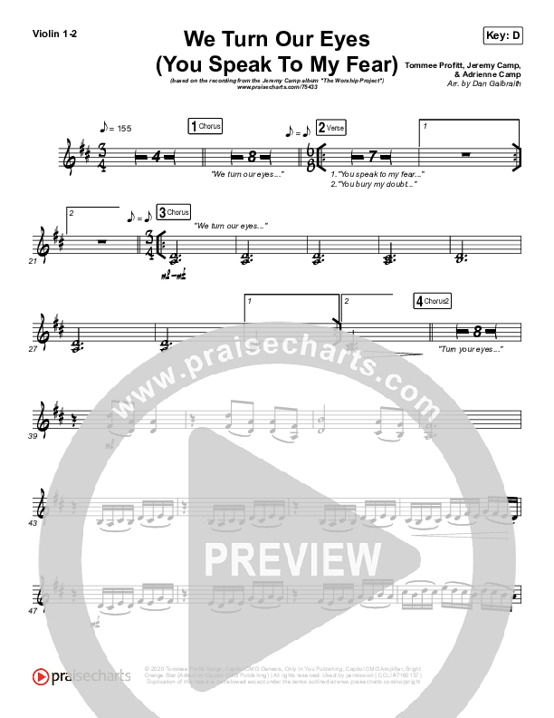 We Turn Our Eyes Violin 1/2 (Jeremy Camp / Adrienne Camp)