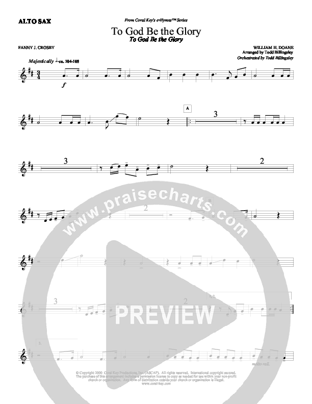 To God Be the Glory Alto Sax (Todd Billingsley)