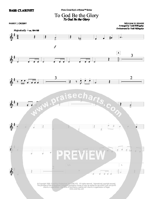 To God Be the Glory Bass Clarinet (Todd Billingsley)