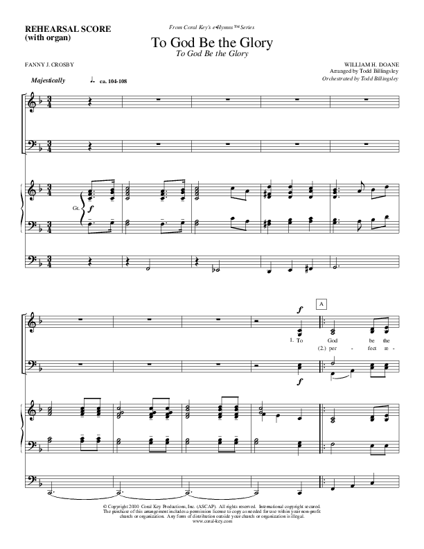 To God Be the Glory Conductor's Score (Todd Billingsley)