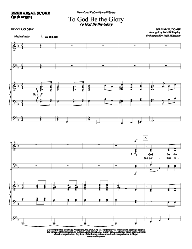 To God Be the Glory Conductor's Score II (Todd Billingsley)
