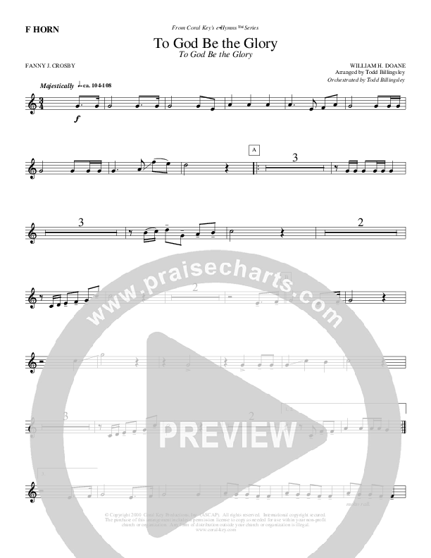 To God Be the Glory French Horn (Todd Billingsley)