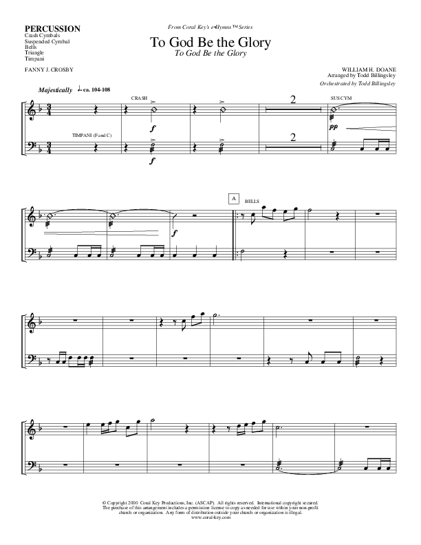 To God Be the Glory Percussion (Todd Billingsley)