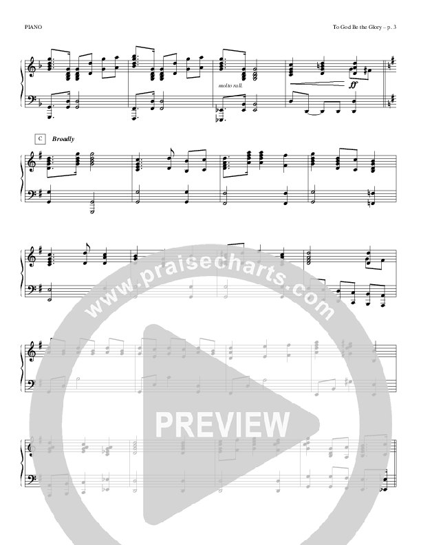 To God Be the Glory Piano Sheet (Todd Billingsley)