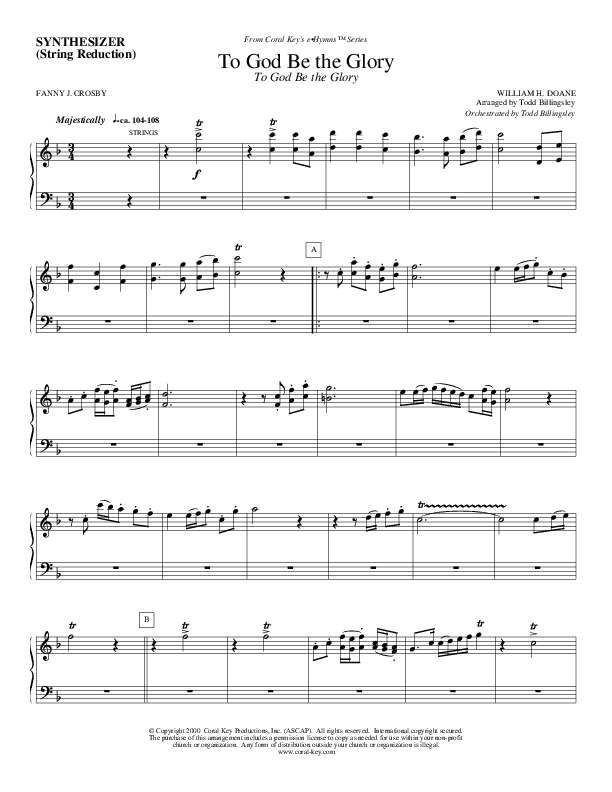 To God Be the Glory Synth Strings (Todd Billingsley)
