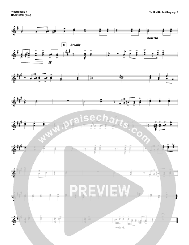 To God Be the Glory Tenor Sax/Baritone T.C. (Todd Billingsley)