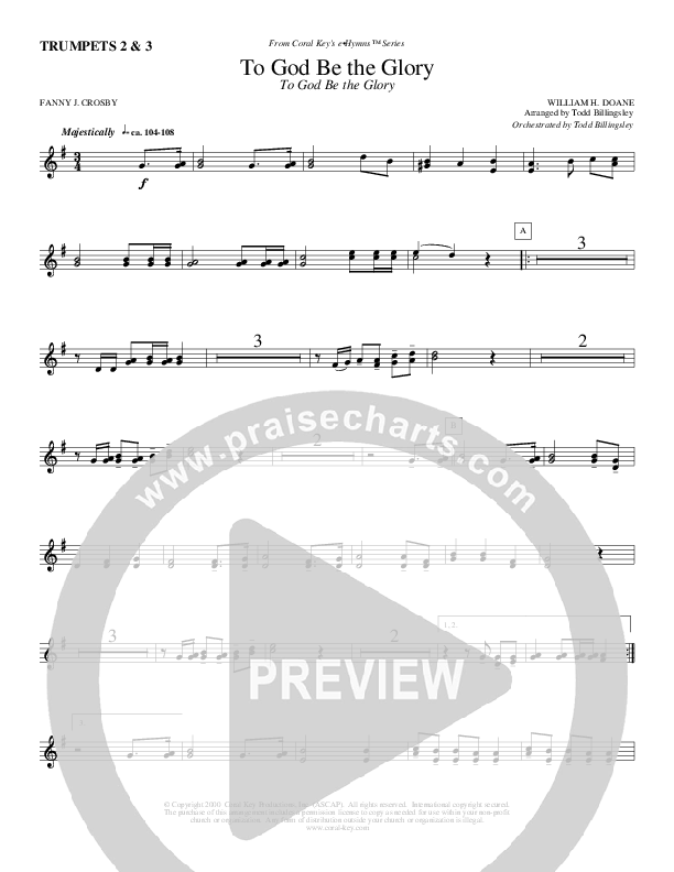 To God Be the Glory Trombone 2 (Todd Billingsley)