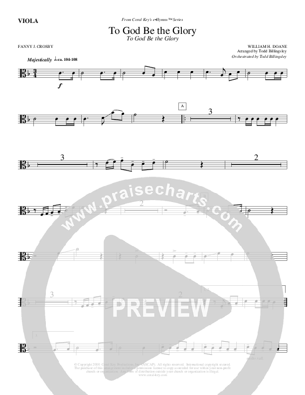 To God Be the Glory Viola (Todd Billingsley)