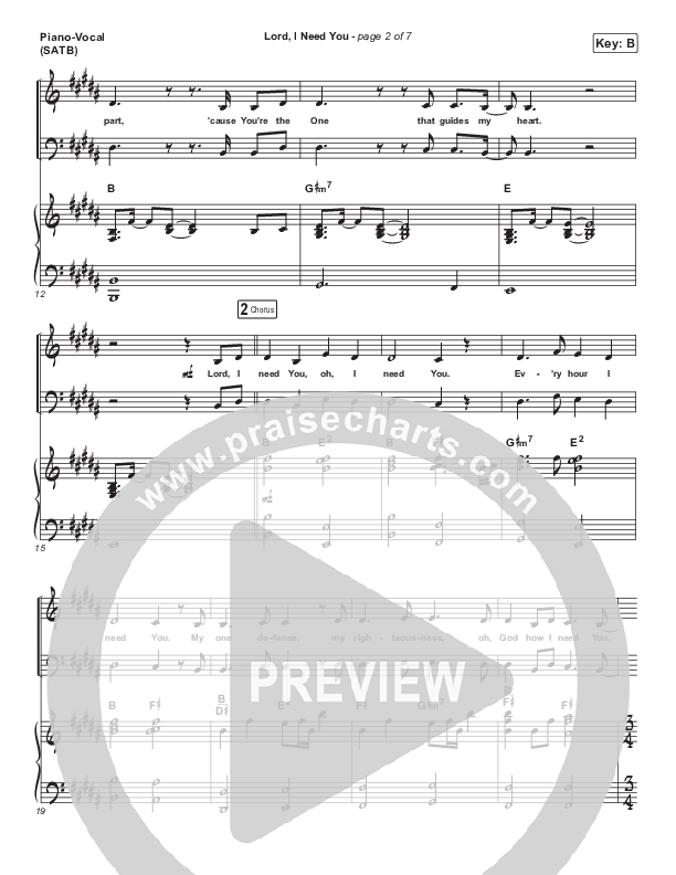 Lord I Need You Piano/Vocal Pack (Austin Stone Worship)