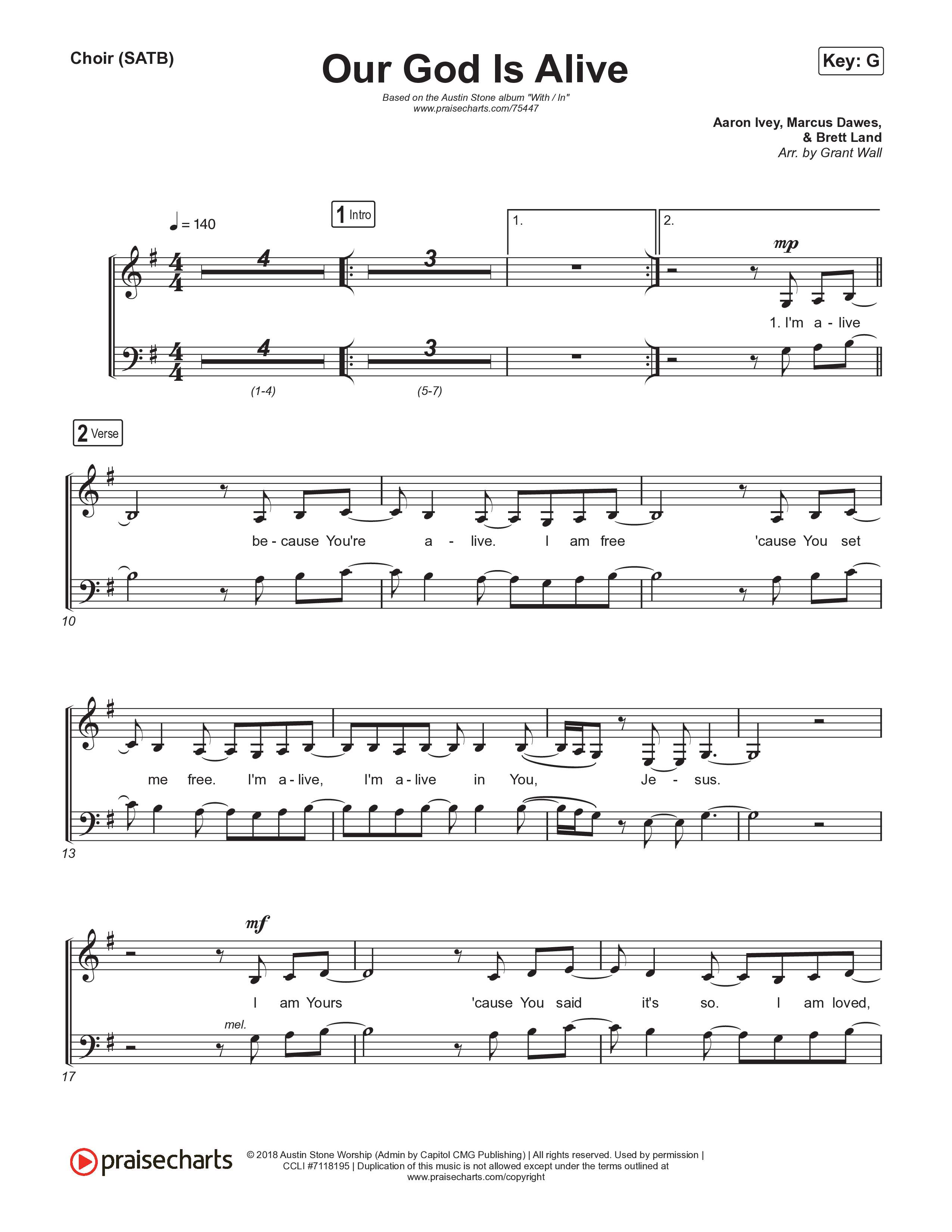 Our God Is Alive Choir Sheet (SATB) (Austin Stone Worship)