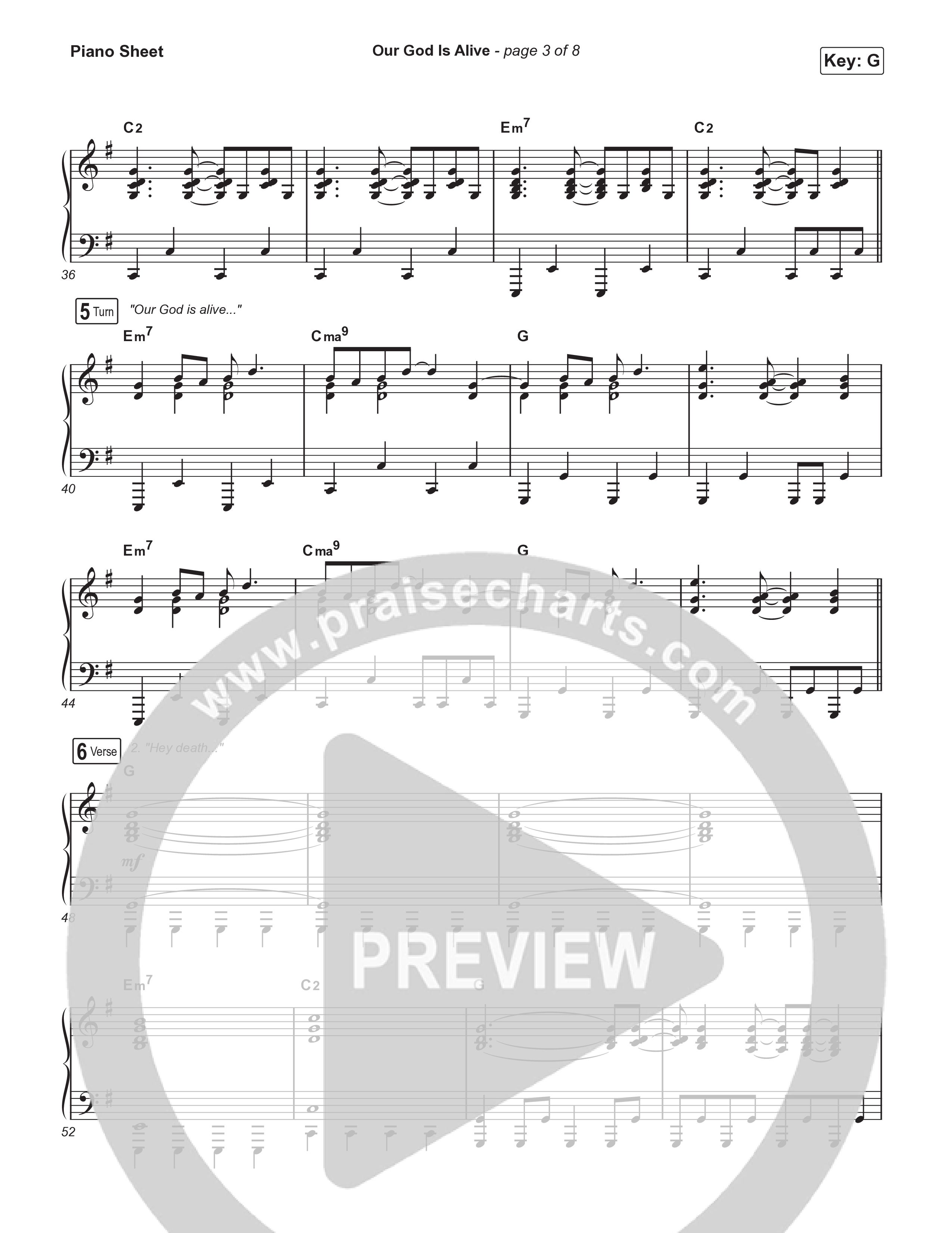 Our God Is Alive Piano Sheet (Austin Stone Worship)