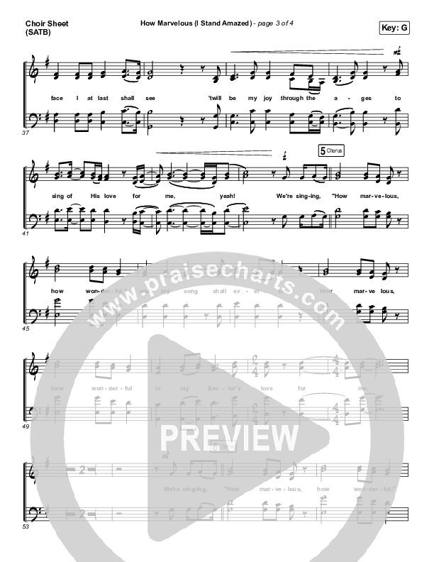 How Marvelous (I Stand Amazed) Choir Sheet (SATB) (Austin Stone Worship)