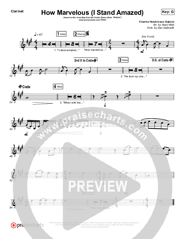 How Marvelous (I Stand Amazed) Clarinet (Austin Stone Worship)