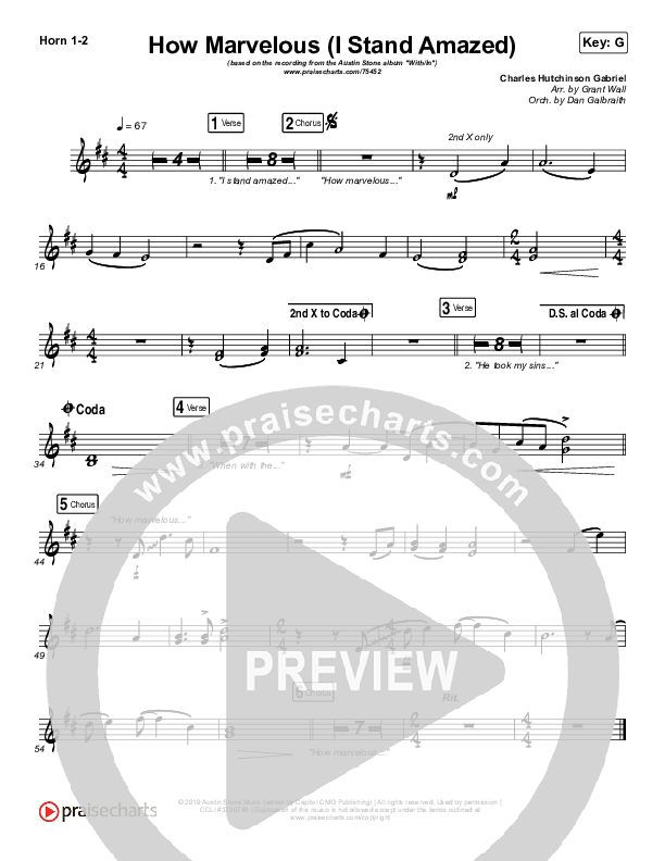 How Marvelous (I Stand Amazed) French Horn 1/2 (Austin Stone Worship)