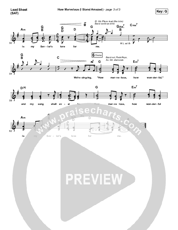 How Marvelous (I Stand Amazed) Lead Sheet (SAT) (Austin Stone Worship)