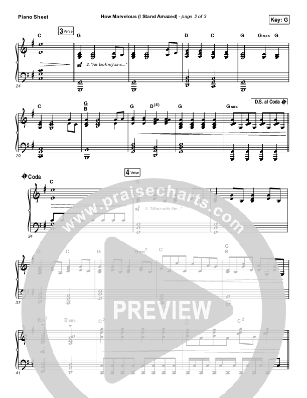 How Marvelous (I Stand Amazed) Piano Sheet (Austin Stone Worship)