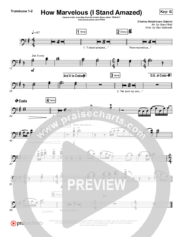 How Marvelous (I Stand Amazed) Trombone 1/2 (Austin Stone Worship)