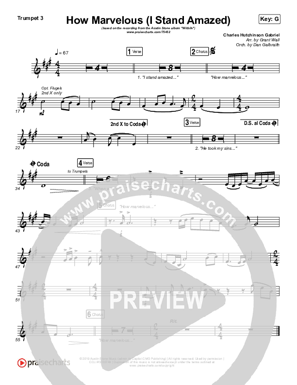 How Marvelous (I Stand Amazed) Trumpet 3 (Austin Stone Worship)