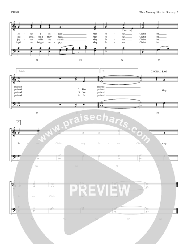 When Morning Gilds The Skies Choir Sheet (Todd Billingsley)