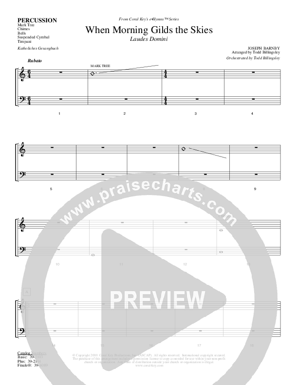 When Morning Gilds The Skies Percussion (Todd Billingsley)